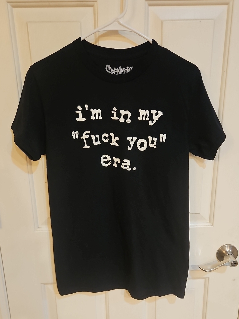 Spencer's Black Tee with White Quote Print